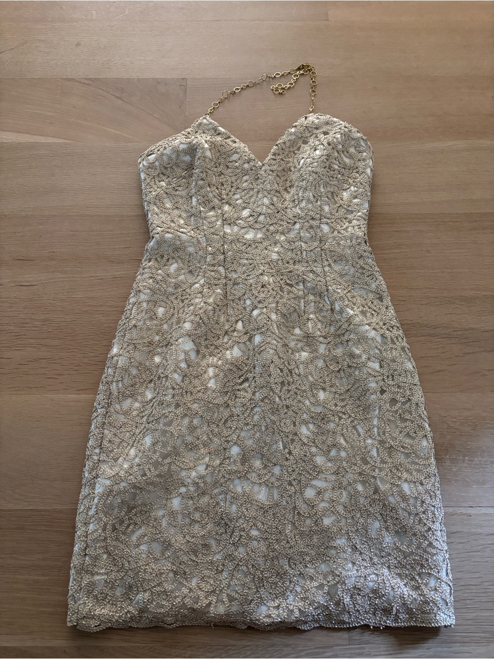 Elite Tahari gold cocktail dress euc 6